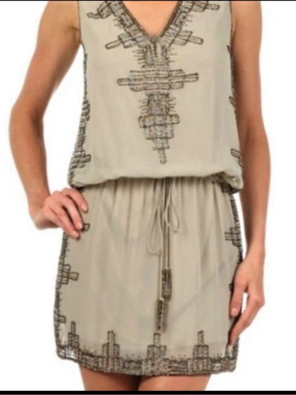 Freeway Beaded Tie Waist Dress - Picture 2 of 6